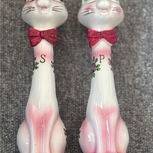 Vintage Rare Lefton Ceramics Long Neck Cats Salt and Pepper Shakers Set Japan